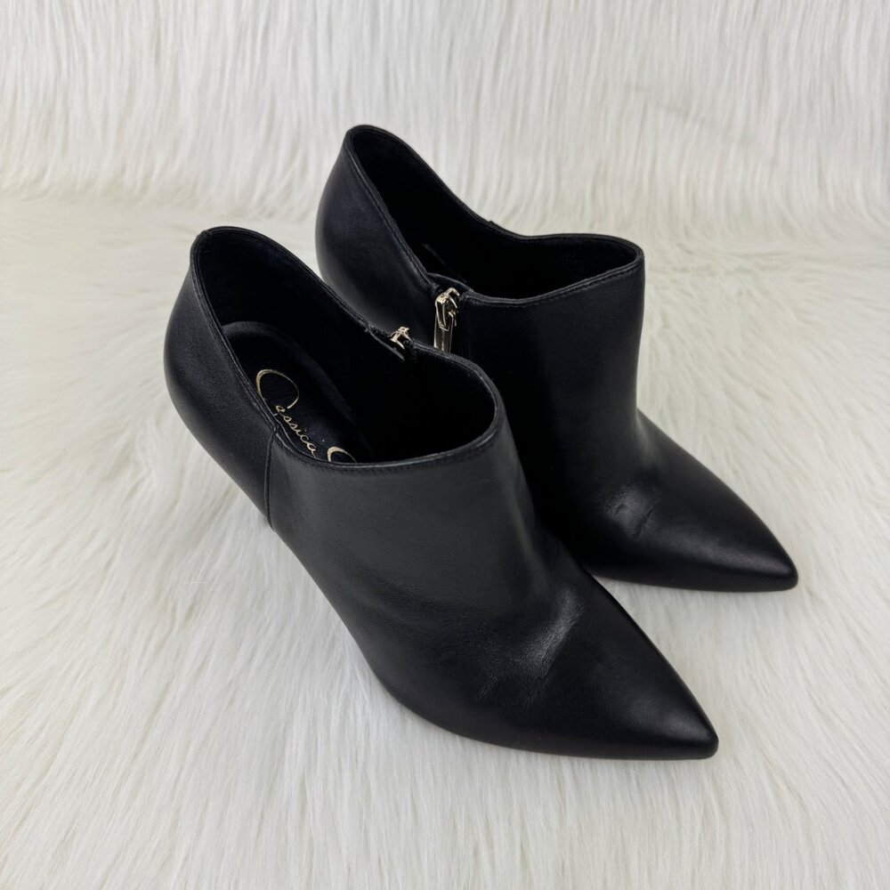 Jessica Simpson Black Pointed-Toe Leather Ankle Booties - Picture 4 of 16